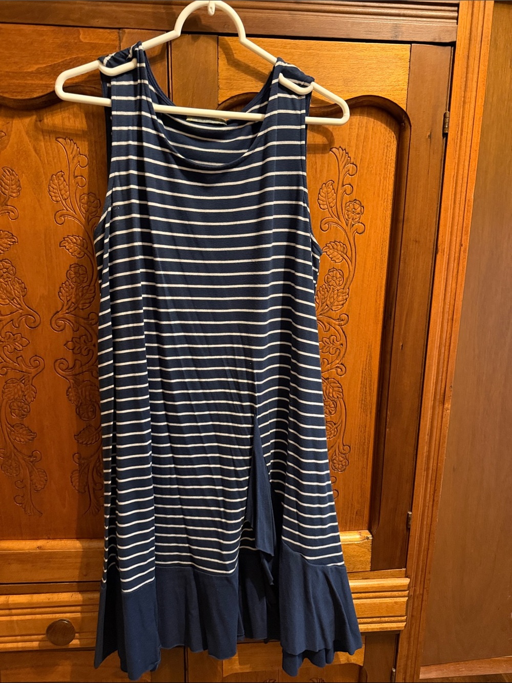 Chalet Navy and White Striped Sleeveless Swing Dress